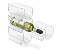 Relaxdays Organisateur de réfrigérateur pour Bouteilles, 4 pièces, empilable, 10,5 x 11 x 20,5 cm, Transparent