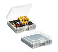 Relaxdays Organiseur à Piles, Lot de 2, pour 60 AA & AAA, HxLxP : 5,5 x 15 x 15,5 cm, Range-Piles, Transparent - Noir