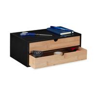 Relaxdays Organiseur bambou & MDF avec 2 tiroirs
