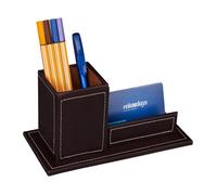 Relaxdays Organiseur bureau avec pot à crayons & support cartes de visite smilicuir HxLxP: 10 5 x 20 x 10 cm marron
