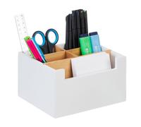 Relaxdays Organiseur bureau blanc 5 compartiments