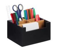 Relaxdays Organiseur bureau noir 5 compartiments