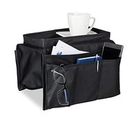 Relaxdays Organiseur canapé fauteuil pliable 6 poches de rangement accoudoir support HxlxP: 22x18x32 cm, noir, 22 x 18 x 32 cm