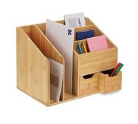 Relaxdays Organiseur de bureau en bambou