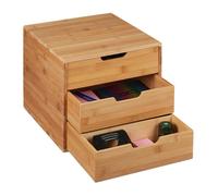 Relaxdays organiseur de bureau 3 tiroirs pour les ustensiles de bureau bambou compartiments HLP 26x30x31 cm nature