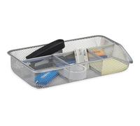 Relaxdays Organiseur De Bureau 4 Compartiments Maille Métal Fournitures Rangement Stylos, Argent