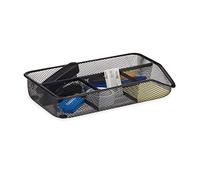 Relaxdays Organiseur de bureau 4 compartiments maille métal fournitures rangement stylos, noir