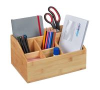 Relaxdays Organiseur de bureau bambou
