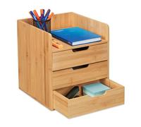 Relaxdays Organiseur de bureau bambou 3 tiroirs