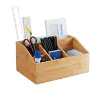 Relaxdays organiseur de bureau bambou 6 casiers