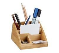 Relaxdays Organiseur de bureau bambou