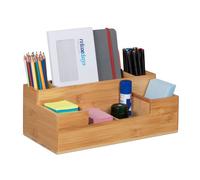 Relaxdays Organiseur de bureau en bambou