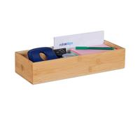 Relaxdays Organiseur de Bureau, Rangement, Bambou, Range-cosmétiques Salle de Bain, HxLxP : 7,5 x 38 x 15 cm, Nature