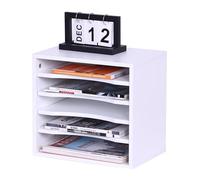Relaxdays Organiseur de Documents, 5 Compartiments, classeur de Bureau HBT : 33 x 35,5 x 25 cm, Blanc