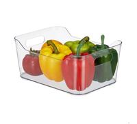 Relaxdays Organiseur de frigo pour ranger vos aliments, avec poignées, H x L x P : 10,5 x 25 x 18 cm, transparent