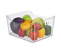 Relaxdays Organiseur de frigo pour Ranger Vos Aliments, avec poignées, H x L x P : 18 x 37 x 29,5 cm, Transparent
