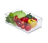 Relaxdays Organiseur de frigo pour Vos Aliments, Rangement, avec poignée, H x L x P : env. 10x20,5x36,5 cm, Transparent