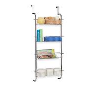 Relaxdays Organiseur de Porte étagère de Porte Salle de Bain Cuisine à Suspendre Rangement Mural Chrome HxlxP: 112 x 45 x 23 cm, Argent