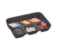 Relaxdays Organiseur de tiroir, rangement pour bureau, HxLxP : 5,5 x 29,5 x 19 cm, 4 compartiments, feutre, gris foncé