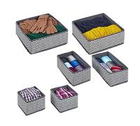 Relaxdays Organiseur de tiroirs, 6 pièces pour le linge dans la penderie, les tiroirs, etc., 3 tailles, gris/blanc