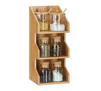 Relaxdays Organiseur en Bambou 3 casiers Compartiments Bureau Cuisine épices étagère boîte HxlxP: 41 x 18 x 17cm, Nature