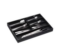 Relaxdays Organiseur en Bambou, 7 Compartiments, Range-Couverts pour tiroir, HxLxP: 4 x 44 x 30,5 cm, Rangement, Noir