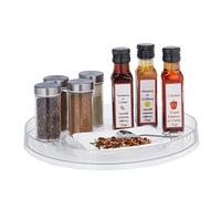 Relaxdays Organiseur frigo, diamètre : 30 cm, Rangement Cuisine et Salle de Bain, Rebord, Plateau Rotatif, Transparent