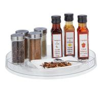 Relaxdays Organiseur Frigo, Diamètre : 30 Cm, Rangement Cuisine Et sélle De Bain, Rebord, Plateau Rotatif, Transparent