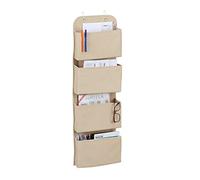 Relaxdays Organiseur Suspendu, 4 Compartiments, Porte avec Crochets, en Feutre, Bain et Bureau, Beige