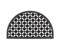 Relaxdays Paillasson 75x45 cm Tapis de Sol antidérapant Caoutchouc Grille Demi-Rond résistant Pluie Neige Balcon terrasse Jardin Deli-Lune, Noir