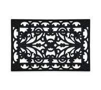 Relaxdays Paillasson Caoutchouc, 40x60, antidérapant, résistant, caillebotis extérieur, Tapis d’entrée, Ornements, Noir