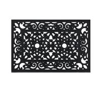 Relaxdays Paillasson caoutchouc, 60 x 40 cm, antidérapant, résistant, extérieur, tapis d’entrée, ornement, noir