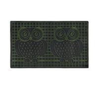 Relaxdays Paillasson Caoutchouc, Tapis d’entrée Motif Chouettes, 75 x 45 cm, antidérapant, intérieur, extérieur, Vert