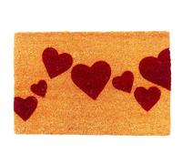 Relaxdays Paillasson Coco 60x40 cm, Motif cœurs, antidérapant, résistant aux intempéries, int./ext., Multicolore