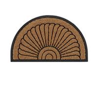 Relaxdays Paillasson, Coco, Caoutchouc, Tapis d’entrée Demi-Rond, 75 x 45 cm, antidérapant, intérieur, extérieur, Nature