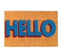 Relaxdays paillasson Coco Hello 60 x 40 cm antidérapant, résistant aux intempéries, intérieur/extérieur, Multicolore