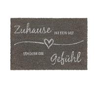 Relaxdays Paillasson Coco, Inscription en Allemand, Tapis de Porte antidérapant, intérieur, extérieur, 60x40 cm, Gris
