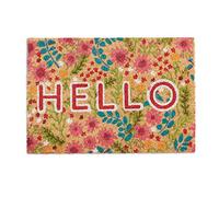 Relaxdays Paillasson Coco, Inscription Hello & Motif Floral, Tapis d’entrée intérieur & extérieur, 40x60cm cm, coloré