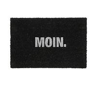 Relaxdays Paillasson Coco, Inscription «Moin», Tapis de Porte antidérapant, intérieur, extérieur, 40x60 cm, Noir