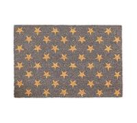Relaxdays Paillasson Coco, Motif étoiles, 60 x 40 cm, Tapis antidérapant, natte d’extérieur & intérieur, Gris