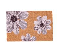 Relaxdays Paillasson Coco, Tapis avec Fleurs, 40x60 cm, antidérapant, résistant, intérieur, extérieur, Multicolore
