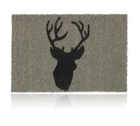 Relaxdays Paillasson Coco, Tapis d’entrée cerf, antidérapant, résistant, 40 x 60 cm, intérieur, extérieur, Gris/Noir