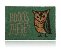 Relaxdays Paillasson Coco, Tapis d’entrée Hibou, 40x60 cm, antidérapant, résistant, intérieur et extérieur, Vert/Nature