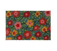 Relaxdays Paillasson coco motif fleurs 40x60 cm antidérapant résistant intérieur/extérieur