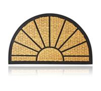 Relaxdays Paillasson Demi-Rond en Fibres de Coco et Caoutchouc, pour extérieur et intérieur, 75 x 45 cm, Marron