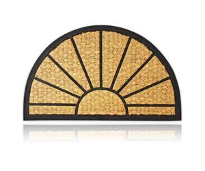 Relaxdays Paillasson Demi-Rond en Fibres de Coco et Caoutchouc, pour extérieur et intérieur, 75 x 45 cm, Marron