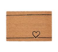 Relaxdays Paillasson en Coco, Tapis avec cœur, 40 x 60 cm, antidérapant, pour l’intérieur et l’extérieur, Nature - Noir