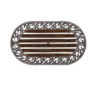 Relaxdays Paillasson en fonte avec brosse essuie-pieds tapis d'entrée en fonte ovale H x l x P: 4 x 73 x 42 cm style maison de campagne ancien anti-dérapant natte de sol, bronze