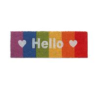 Relaxdays Paillasson Fibres Coco, Hello, Arc-en-Ciel, mutilcolore | résistant à la pluie, 75x25 cm, intérieur extérieur