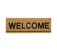 Relaxdays Paillasson long fibres de coco tapis de sol porte entrée WELCOME 120x40 nature intérieur extérieur dessous antidérapant caoutchouc, nature